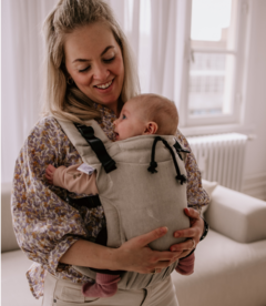 NEU! Babytrage Cross & Go - Natürliche LÖWENZAHN-FLUSS - mit Leinen