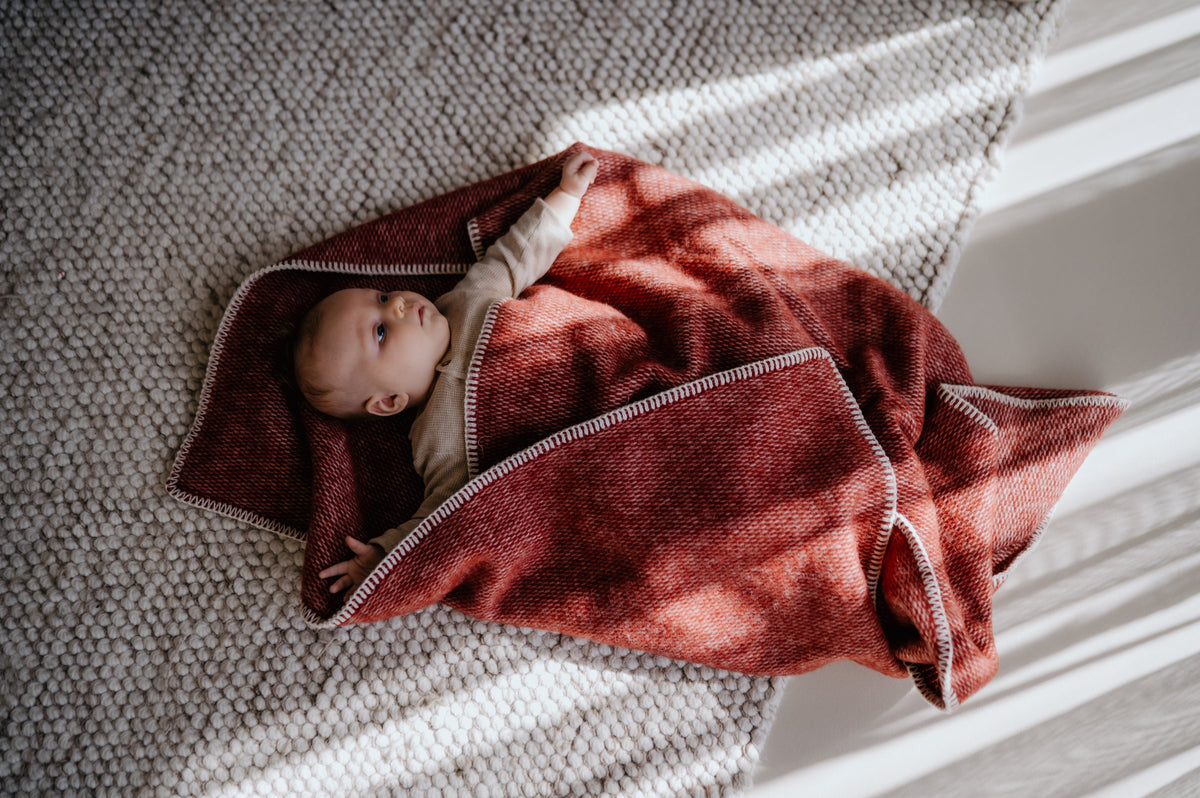 Wiegedecke Wolle - Bordeaux - Pure Baby Love