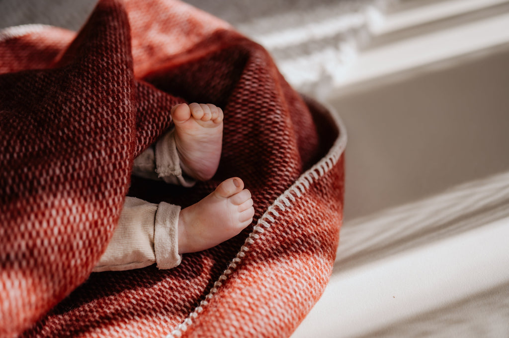 Kinderbettdecke Wolle - Bordeaux - Pure Baby Love